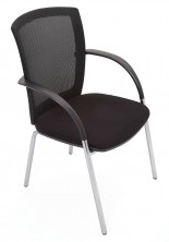 WMVBK 4 Chrome Leg. Arms. Black Mesh Back. Seat Black Fabric Only